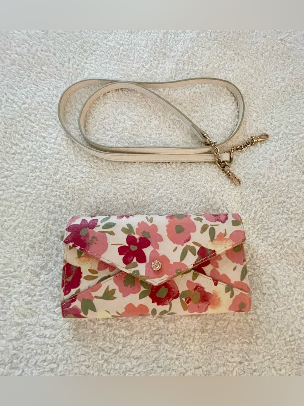 Floral Envelope Crossbody Bag in Pink and Cream